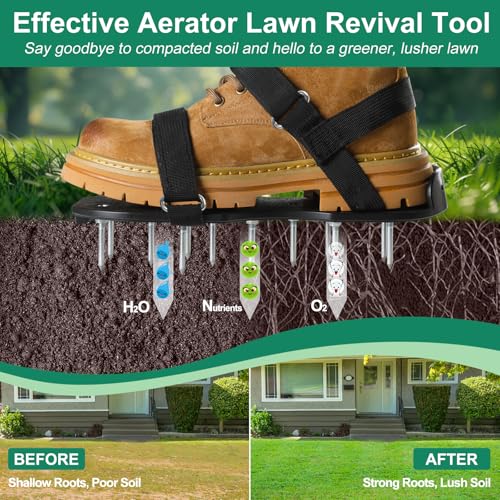 image for PHYSEN Lawn Aerator Shoes, Upgrade 2.2'Heavy Duty Spike Shoes Lawn Aer