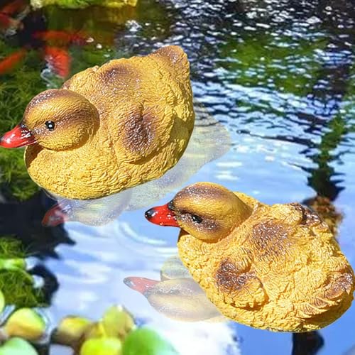 アヒル置物,2個セット 樹脂製 フローティングフィギュア - アヒル型 動物スタチュー - 裏庭 芝生 ポーチ パティオ テラス バルコニー 景観用 [3]