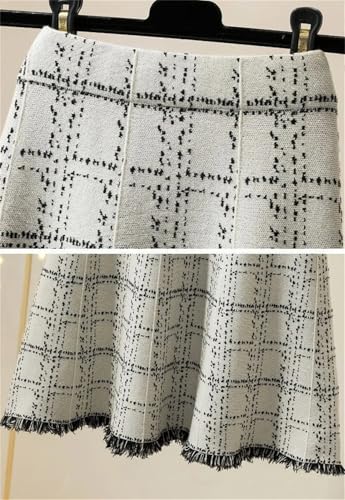 ERFMFKL Women High Waist Lattice Long Skirts ﻿Patchwork Casual Office Tassels Maxi Skirt3