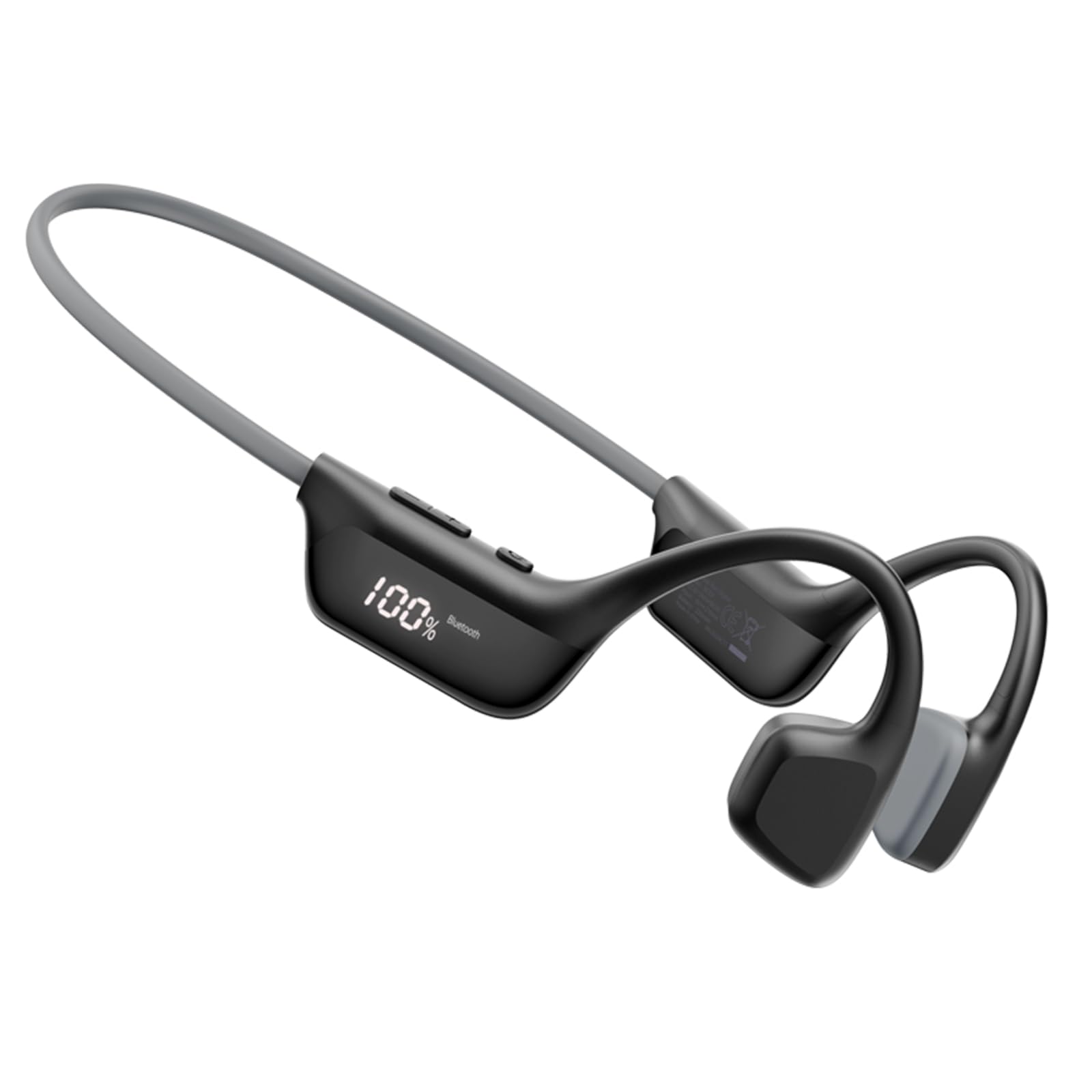 Bone Beat Run Digital Cuffie Conduzione Ossea Wireless, Auricolari Sportive Bluetooth Impermeabili con Display LED, Batteria 9 Ore, BT 6.0 per Corsa Palestra Outdoor - Nero
