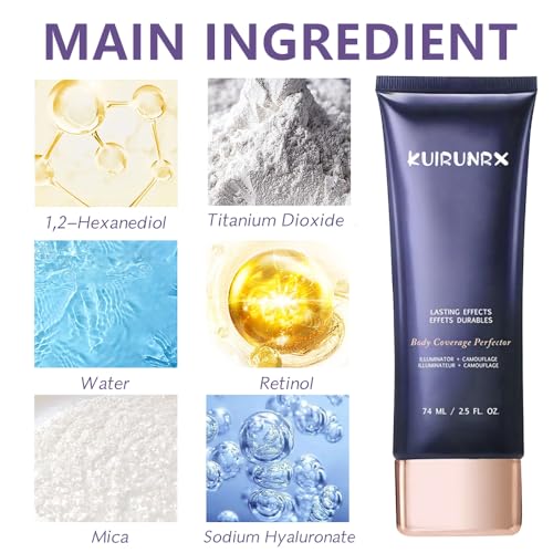 KUIRUNRX® Tattoo cover-up make-up, tattoo-afdekking, make-up, been-make-up, waterdicht, bodymake-up, foundation, waterdicht, voor arm, benen, littekens, 74 ml - Afbeelding 3