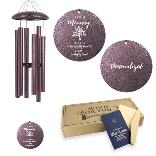 Image of ASTARIN 36 inch Large Deep Tone Personalized Sympathy Wind Chimes, Memorial Wind Chime for Loss of Mother Father Loved One, Tree of Life Bereavement Gifts Decor Outdoor Patio Garden(Produced in Texas)