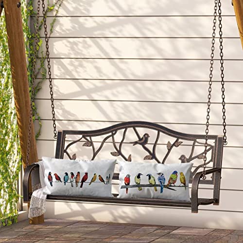 Pack-of-2-Bird-Lumbar-Pillow-Covers-12×20-for-Outdoor-Patio-Swing-Summer-Fall-Burlap-Decorative-Long-Throw-Pillow-CasesNo-Fillers-Included Pack of 2 Bird Lumbar Pillow Covers 12×20 for Outdoor Patio Swing Summer Fall Burlap Decorative Long Throw Pillow CasesNo Fillers Included