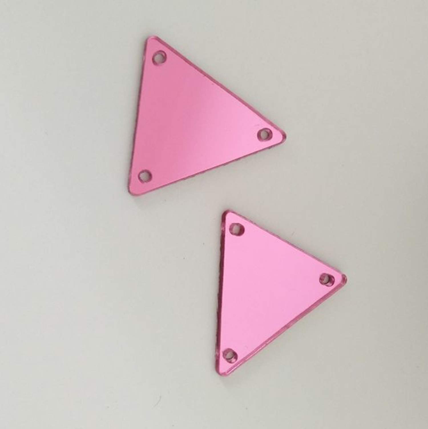MEYA 50PCS Sew On Triangle Mirror Piece, DIY Mirrored Rhinestones For Costume Evening Dresses Cloth Garment Decoration Accessory (Pink)