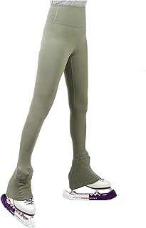 RoroCove Pantalones de Patinaje, Figure Skating Pants for Women and Girls, High Stretch Warm Ice Skating Trousers Black Leggings, Water Proof Training Competition Skating Wear(Green,S)