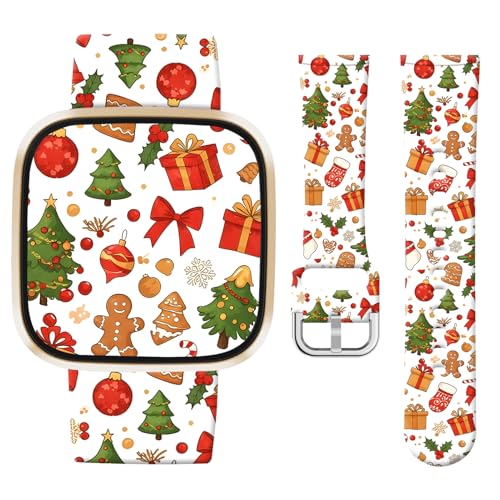 Jngnpn �N���X�}�X�X�|�[�c�o���h Fitbit Versa 3 / Sense/Fitbit Versa 4 / Sense 2�p�o���h ���f�B�[�X �����Y �z���f�[ �L���[�g �\�t�g �V���R�� �X�^�C���b�V�� �h�� �����p�X�g���b�v