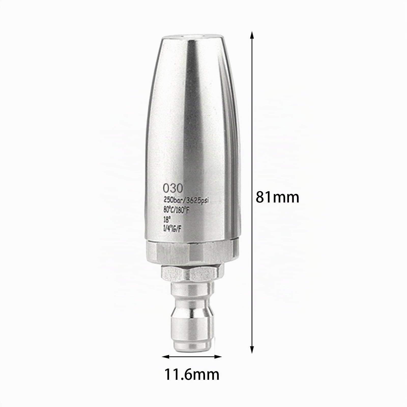 Gralara Ugello Rotante per Idropulitrice 3625PSI Accessorio Professionale in Acciaio Inox 1/4" Quick Connect, 030 Orifizio
