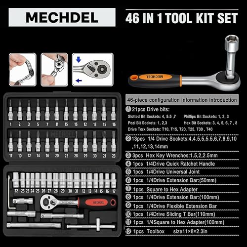 Image of mechdel 46-in-1 Tool Kit for Home Use | Spanner Set | Socket Set | Wrench Set | Hand Tools | Bike Tool Kit Set | Goti Pana Box End Set | Socket Wrench Kit | DIY Car & Household Repair Tools