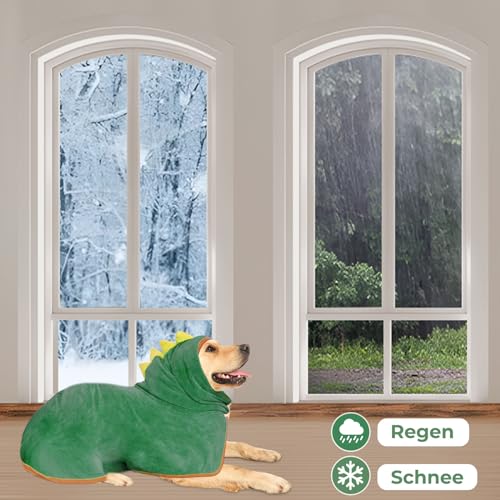 Bibykivn Bademantel für Hunde aus Mikrofaser, Handtuch für Hunde, schnell trocknend, saugfähig, mit Klettverschluss, verstellbar, für Haustiere und Katzen (Grün, M)