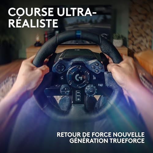 Logitech G G923 volant de course et pédales, TRUEFORCE jusqu'à 1000 Hz, commande de démarrage à double embrayage, housse de volant véritable, PS5/PS4/PC/Mac - Noir