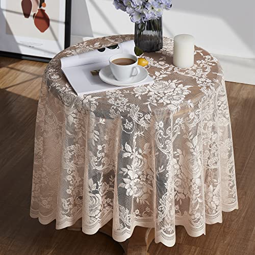 Warm Home Designs 36 Inch Round Table Cover with English Rose Design. Use as Round Small Tablecloth, Lace Table Cloth.. Small Gold Tablecloth for 2-4 Guests. LTC Linen 36" by Warm Home Designs - Image 2