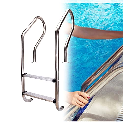 Escalera para piscina con pasamanos y 2 peldaños antideslizantes miniatura 1