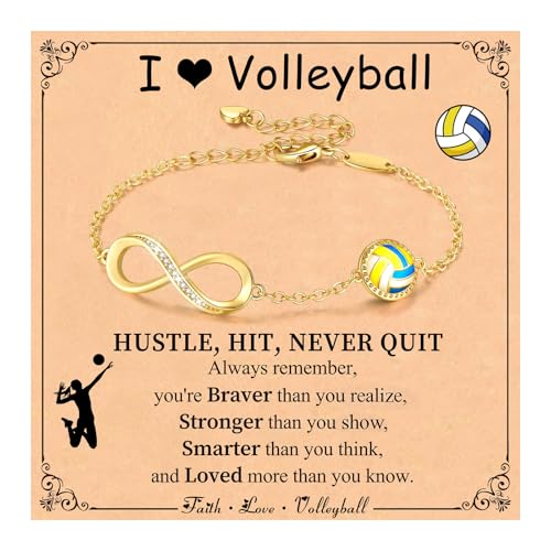 Miss Chipmunk Volleyball Infinity Armbänder für Mädchen Frauen, 14K Gold plattiert Sport Zubehör Geburtstag Weihnachten Schmuck Geschenke für Frauen Mom Teen Girls(Volleyball)