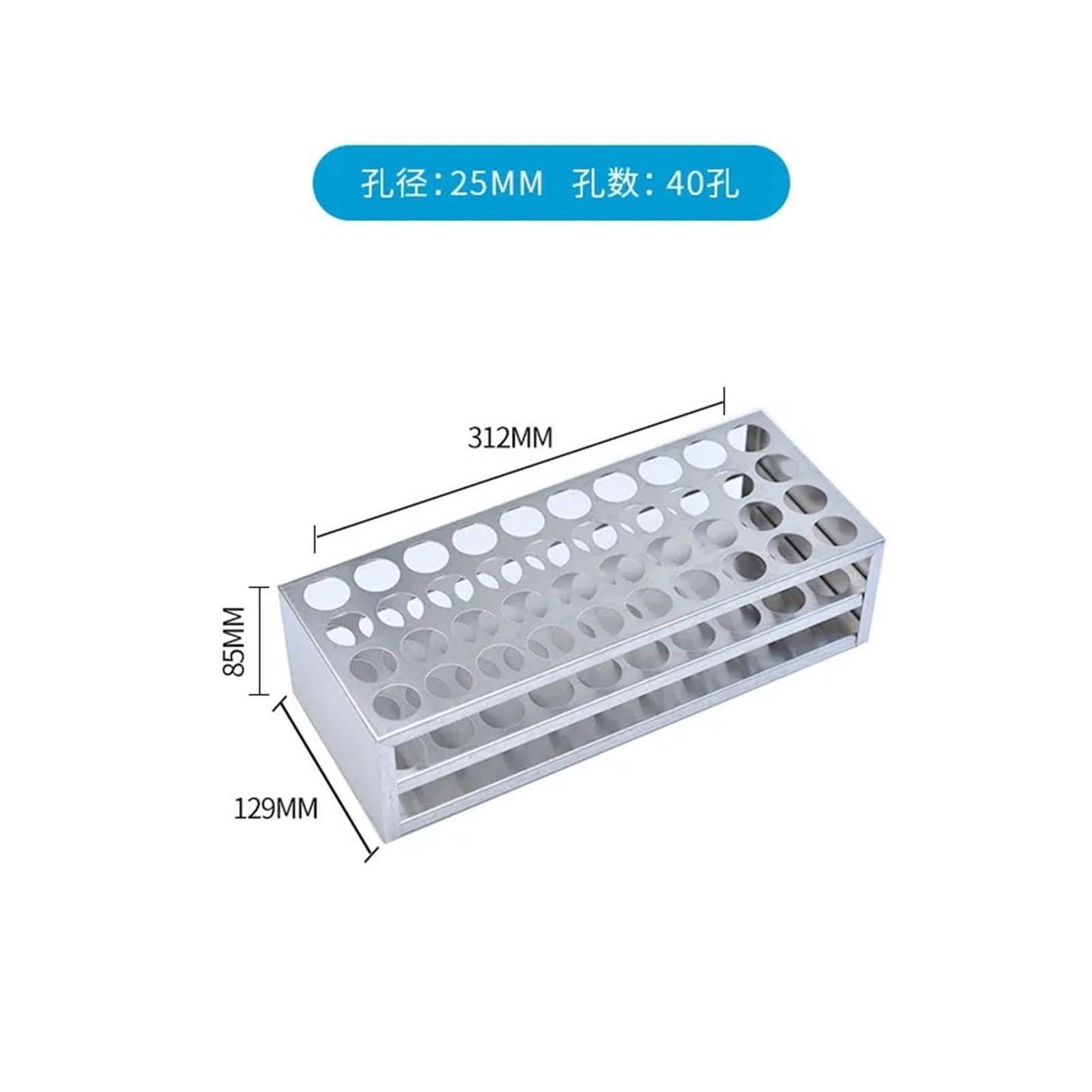 Reagenzglasgestell Kolorimetrisches Zentrifugalrohrgestell aus Edelstahl 304, Öffnung 13/17/19/21/23/27/30/32/40 mm(Aperture 17mm40holes)