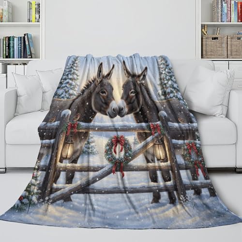 Couverture de Noël Donkeys plaid chaud microfibre douce literie 3D - 6