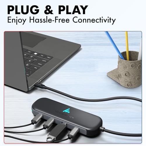 Image of Type C to 4 in 1 Type C Hub,4XType C 5Gbps,Wozoyo Data Transfer Upto 5Gbps,Plug & Play,Multiport Type C Hub with 30cm Cable,Compatible with MacBook,Laptop,Tablet, Smartphones & Type C Enabled Devices