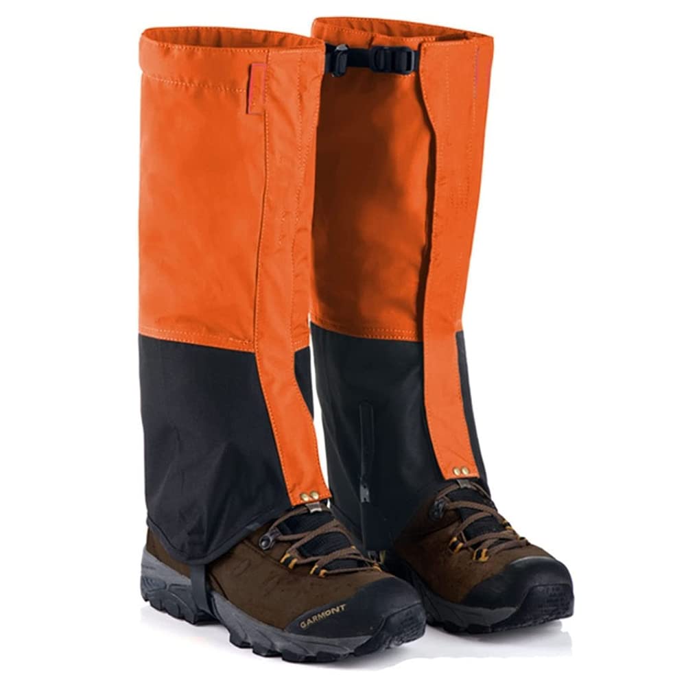 WolFum Schneefester Schuhüberzug für Outdoor-Bergsteigen, wasserdichter Anti-Sand-Überzug für Herren und Damen, Fußwandern und Skifahren, Anti-Schlangenbiss-Schuhüberzug, Orange