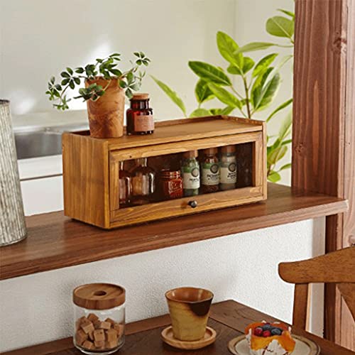 zyr Japanischer Stil Kleiner Essgabeter Schrank Massivholz Glastür Schrank Esstisch Küche Gewürzschrank Kabinett Desktop Dining Sideboard Lagerschrank Teetasse Kaffee Kabinett (Size : 60cm) - Image 3