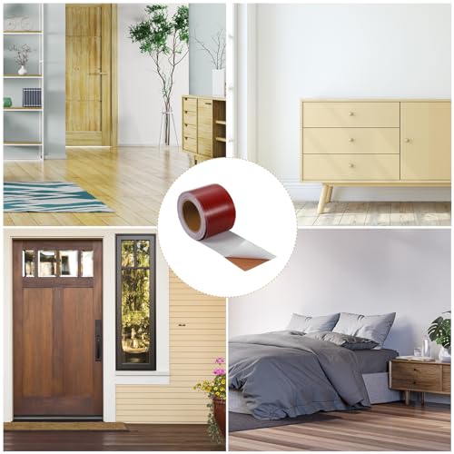 Image of uxcell Wood Grain Tape, 2 inch x33 Ft Self Adhesive Wood Grain Repair Patch for Baseboards, Doors, Floor Repair, Furniture Home Decor Red Wood