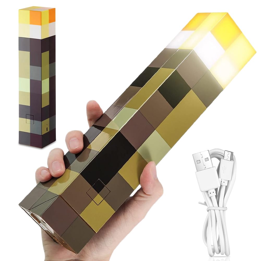VOHESEA Lamp Torch Wall Lampe 28cm, Craft Torch Lamp, Hand/Wall Mount Lighting, 3D Bedside Night Lampe with Hook