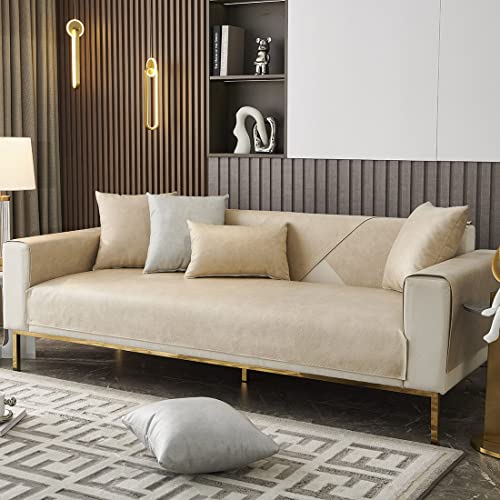 Vctops Waterproof Non Slip Sofa Couch Cover Luxury Faux Pu Leather Sectional Couch Covers Solid Color Furniture Protector Slipcover For Dogs, Children, Pets Sofa Slipcover (Khaki,28"X28") #TOP2