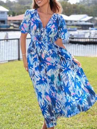 Image of Flessibili Womens Summer Floral Maxi Dress Wedding Guest Party Long Dresses 2026