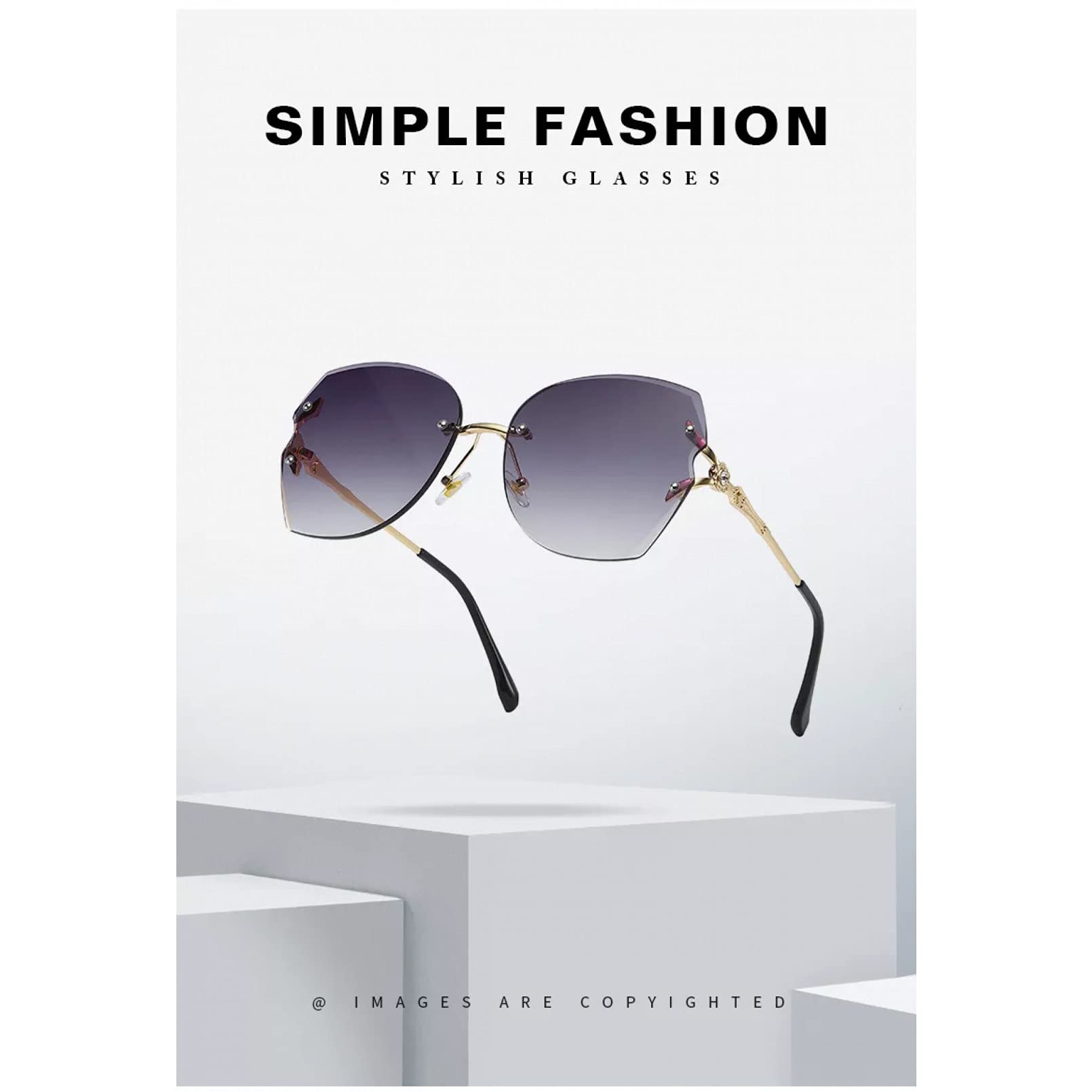 BAJIE Sonnenbrille Sonnenbrille, weibliche Persönlichkeit, Ocean Sonnenbrille, unregelmäßige Form, randlose Brille, Herren Sonnenbrille