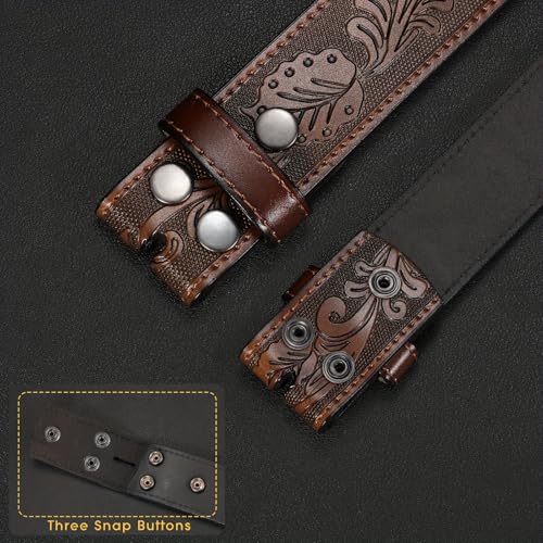 2-Pack Premium Unisex Western Cowboy Style Cowhide Leather Belt Straps - Soft Second Layer Leather, No Buckle, Average Size, Versatile Accessories for Jeans and Casual Pants, 2Pack B, Size: L 130 CM4