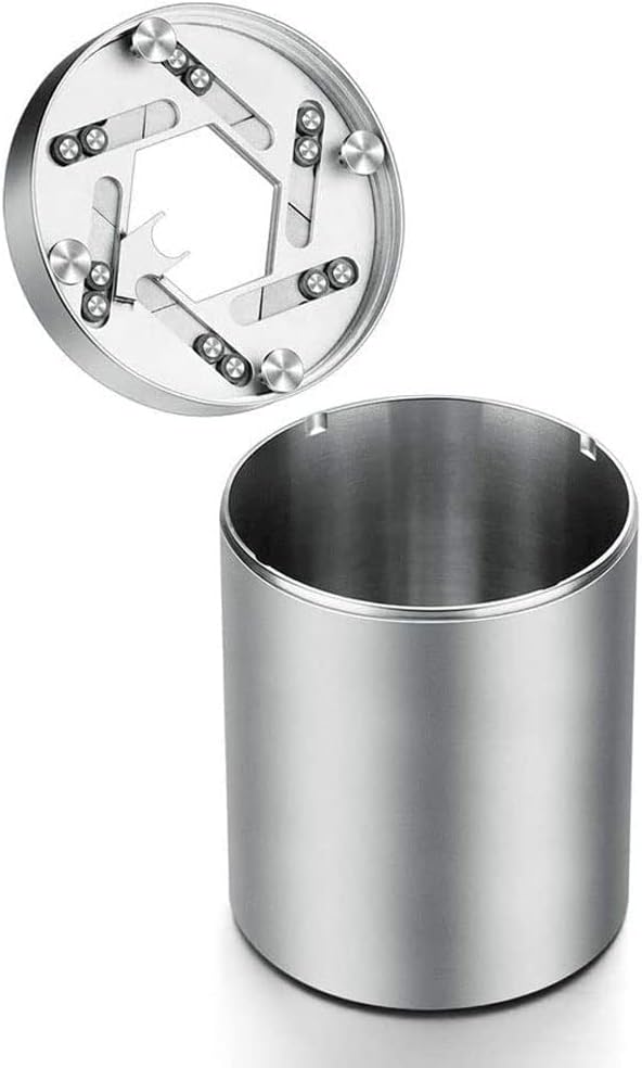 DOUKI Ashtray Stainless Steel Ashtray Car Smokeless Ashtray Knob Cover Smell Proof Ashtray Portable Car Ash Holder for Cigarettes Cigar Smokers for Home Office