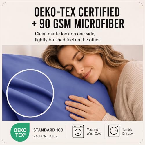 Image of CozyLux 6-Piece Cal King Sheet Set, Fits 18-21 Inch Mattresses, Oeko-TEX | 4 Pillowcases, 1 Flat Sheet and 1 Fitted Sheet with All-Around Elastic and 21-Inch Deep Pocket for a Secure Fit, Very Peri
