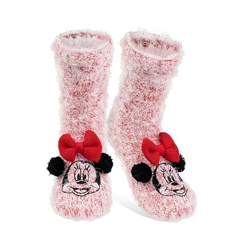 United Labels Disney Minnie Mouse Kuschelsocken für Damen, Rot, OneSize 38-43, flauschige Stoppersocken mit Sherpa Futter, warme Socken, Hüttensocken