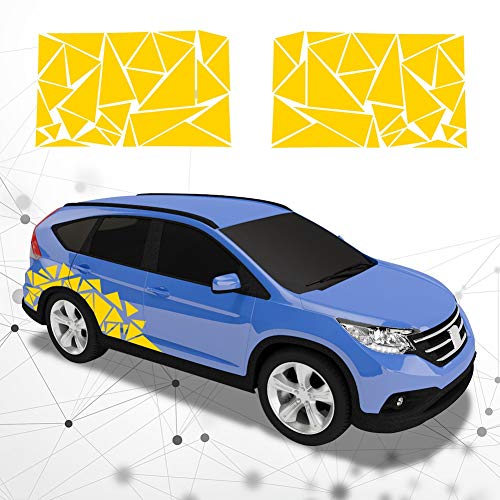 Image of ATOMO 2 Triangle Car Decals, Yellow Vinyl Decal Graphics, DIY Car Body Stickers