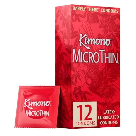 Kimono MicroThin Condoms Pack of 12 - Premium Lubricated Natural Latex, Thinnest, Vegan-Friendly, No Latex Odor - Thin, Strong, and Extra Sensitive