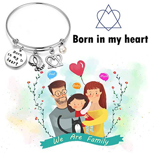Bobauna Adoption Gift Born In My Heart Adoption Bracelet For Adoptive Mom Foster Mom (Born In My Heart) #TOP6