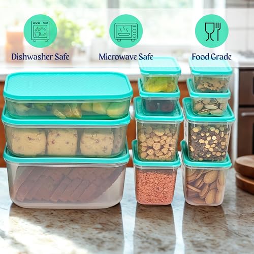 Image of Happy Cove Kitchen 15 Piece Container Set - Durable Containers for Kitchen Storage Set, BPA-Free, Stackable, Clear Organizers for Pantry, Fridge, and More | Microwave Safe | Dishwasher Safe