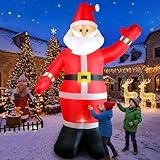 10 FT Christmas Inflatable Santa Claus Outdoor Decoration, Huge Xmas Classic Santa Blow up Santa with Built-in LED Light, Giant Holiday Party Decor for Yard Garden Hall Plaza Mall, Instant Inflate