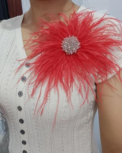Image of 8inches Extra large feather and crystal brooch, Wedding or gala guest, Gift for her