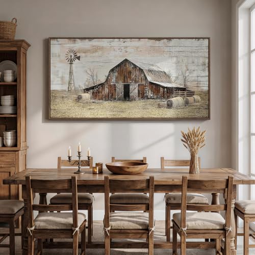 Large Framed Farmhouse Wall Art for Living Room, Vintage Rustic