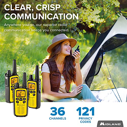 Midland 36 Channel Frs Two-Way Radio - Long Range Walkie Talkie, 121 Privacy Codes, Noaa Weather Scan + Alert (Yellow/Black, 3-Pack) #TOP1