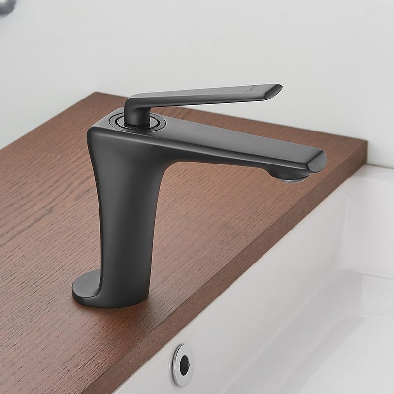 Mitigeur de salle de bain eau chaude froide en laiton avec bec surélevé pour lavabo moderne