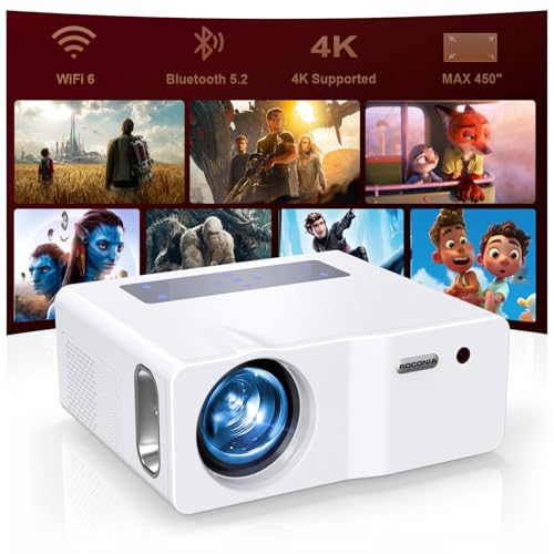 Image of Native 1080P 5G WiFi Bluetooth Projector, FULL HD Portable Outdoor Movie Projector, 4K Supported, 450" Display Video Projector for Home Theater, Compatible with TV Stick Smartphone/HDMI/USB (White)