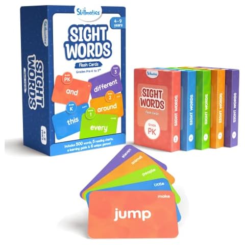 Skillmatics Flash Cards - 500 Sight Words, for Preschool (Pre-K), Kindergarten,1st, 2nd, 3rd Grade, Includes The Dolch & Fry Word List & 6 Unique Games Cover