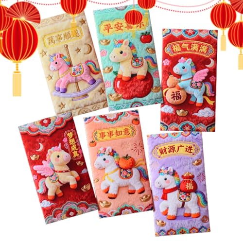 Enveloppes Rouges Du Nouvel An Chinois Cheval - Fournitures Propices Pour La Fête Du Printemps | Paquets Traditionnels De L'Année Cheval,Pour Célébrations Festival Printemps Mariage Anniversaire