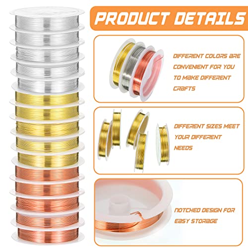 Mixweer PRI-MIXWEER-34687 15 Pcs 5 Size Copper Wire 18 20 22 26 32 Gauge Jewelry Wire Tarnish Resistant Wire thumb #3