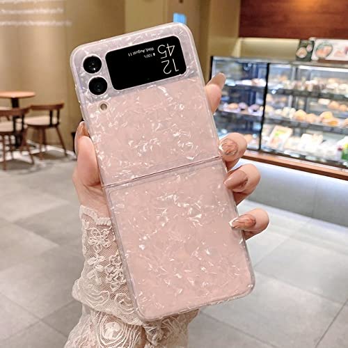 Coque brillante motif marbre pour Samsung Galaxy Z Flip4 rose
