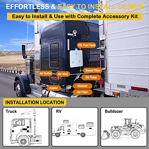 Aquecedor A Diesel Para Parque 12v / 24v 5kw Aquecedor a Diesel Para Estacionamento com Display Led