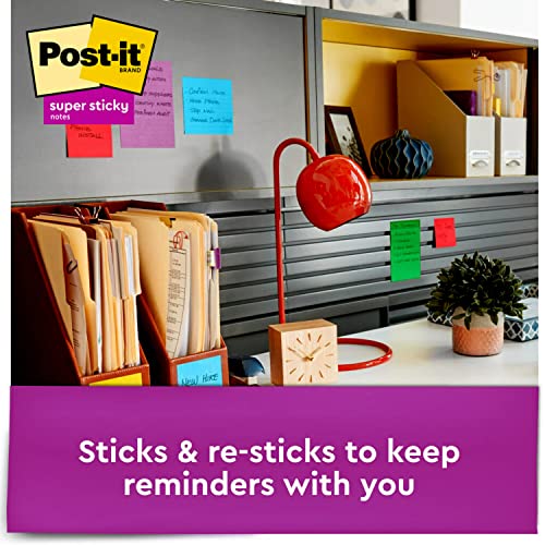 Image of Post-it Super Sticky Notes, 3 in x 3 in, Assorted Colors, 15 Pads /Pack, 45 Sheets /Pad (654-15SSMULTI)