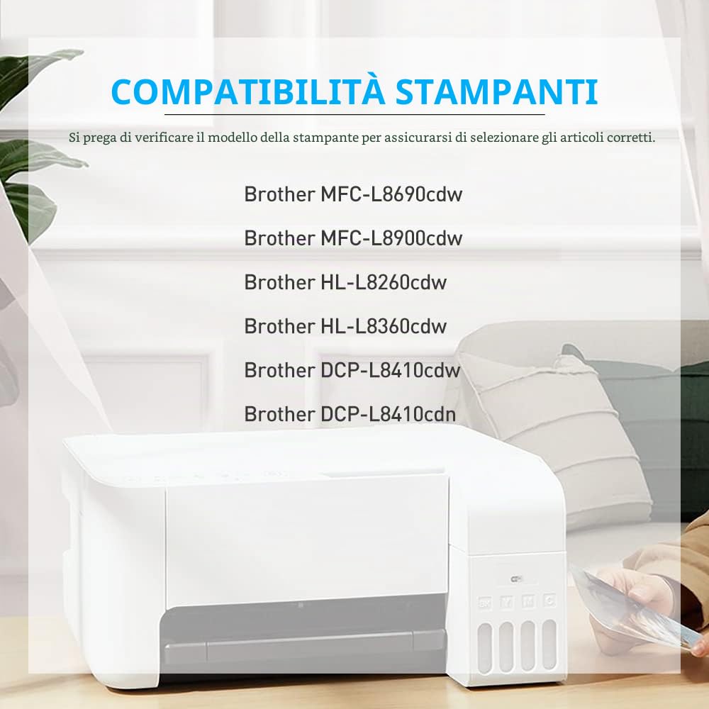 BAISINE TN-423 TN423 Compatibile con Brother TN423 TN 423 TN-423BK Cartucce Toner per Brother MFC-L8690CDW HL-L8260CDW HL-L8360CDW DCP-L8410CDW MFC-L8900CDW MFC-L9570CDW (2Nero/Ciano/Giallo/Magenta)