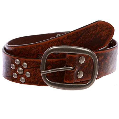 Nail Head Riveted Studs with Grommets Oval Vintage Leather Casual Belt2