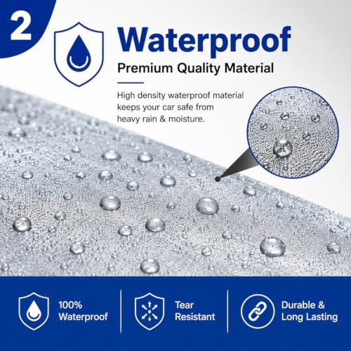 Image of Pivalo Half Car Body Cover for SUV Cars (All Models & Years) | 100% Waterproof Outdoor UV & Heat All Weather Protection | Triple Stitched 3 Layer with Adjustable Straps Cover (Reflective Silver)